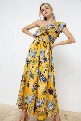 Tropical Mood One Shoulder Maxi Dress