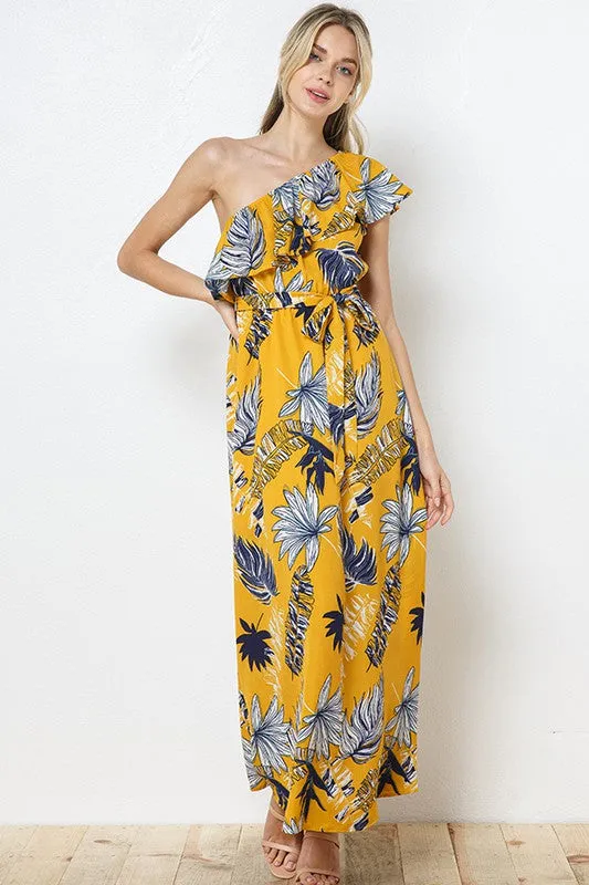 Tropical Mood One Shoulder Maxi Dress