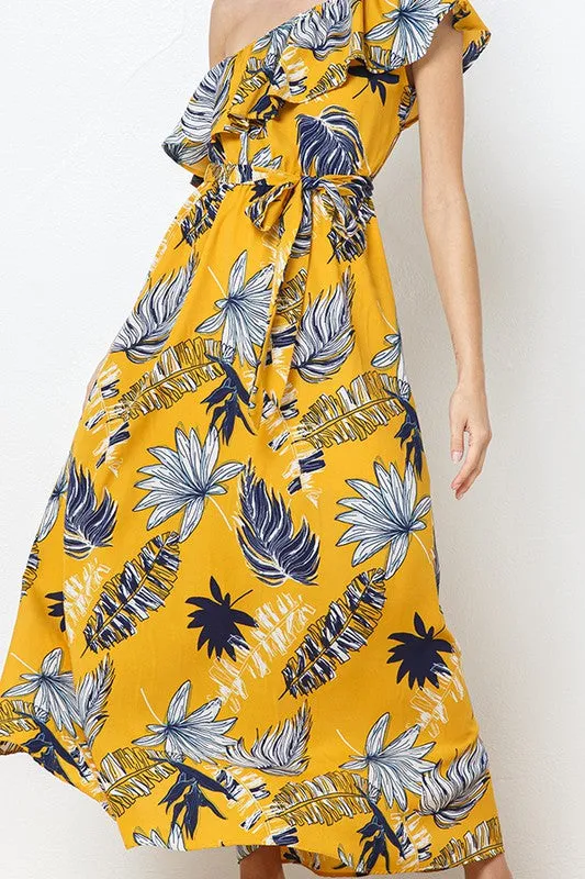 Tropical Mood One Shoulder Maxi Dress