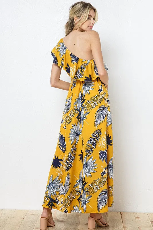 Tropical Mood One Shoulder Maxi Dress