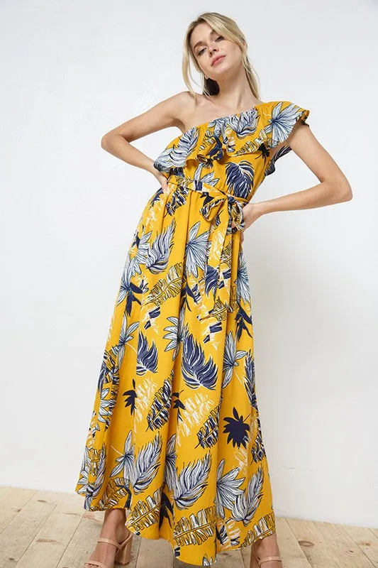 Tropical Mood One Shoulder Maxi Dress