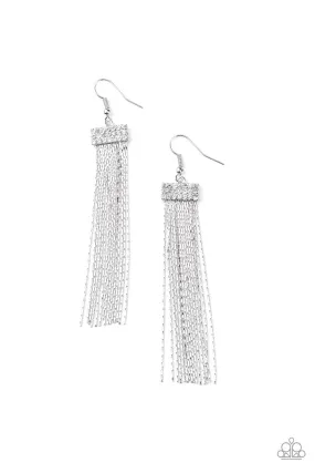 Twinkling Tapestry - White Paparazzi Earring