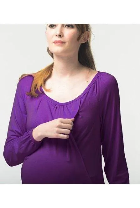 Valma Gather Bamboo Cotton Long Sleeve Nursing Top Purple