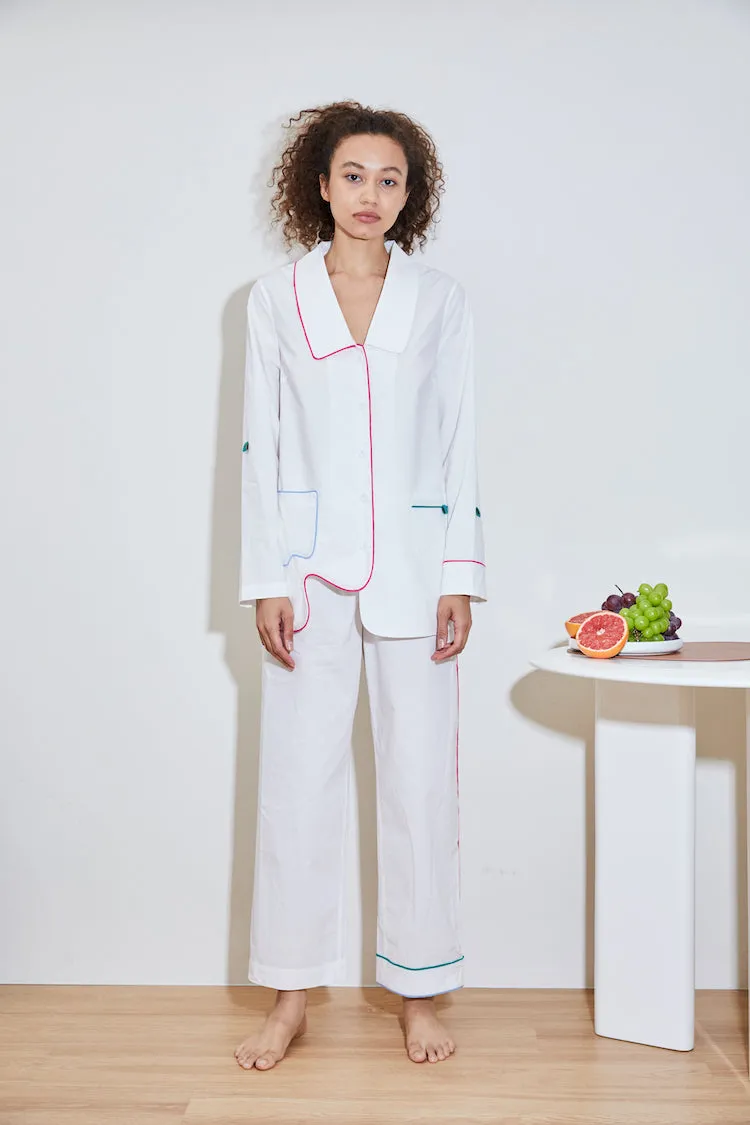 WASABI COTTON PAJAMA SHIRT white