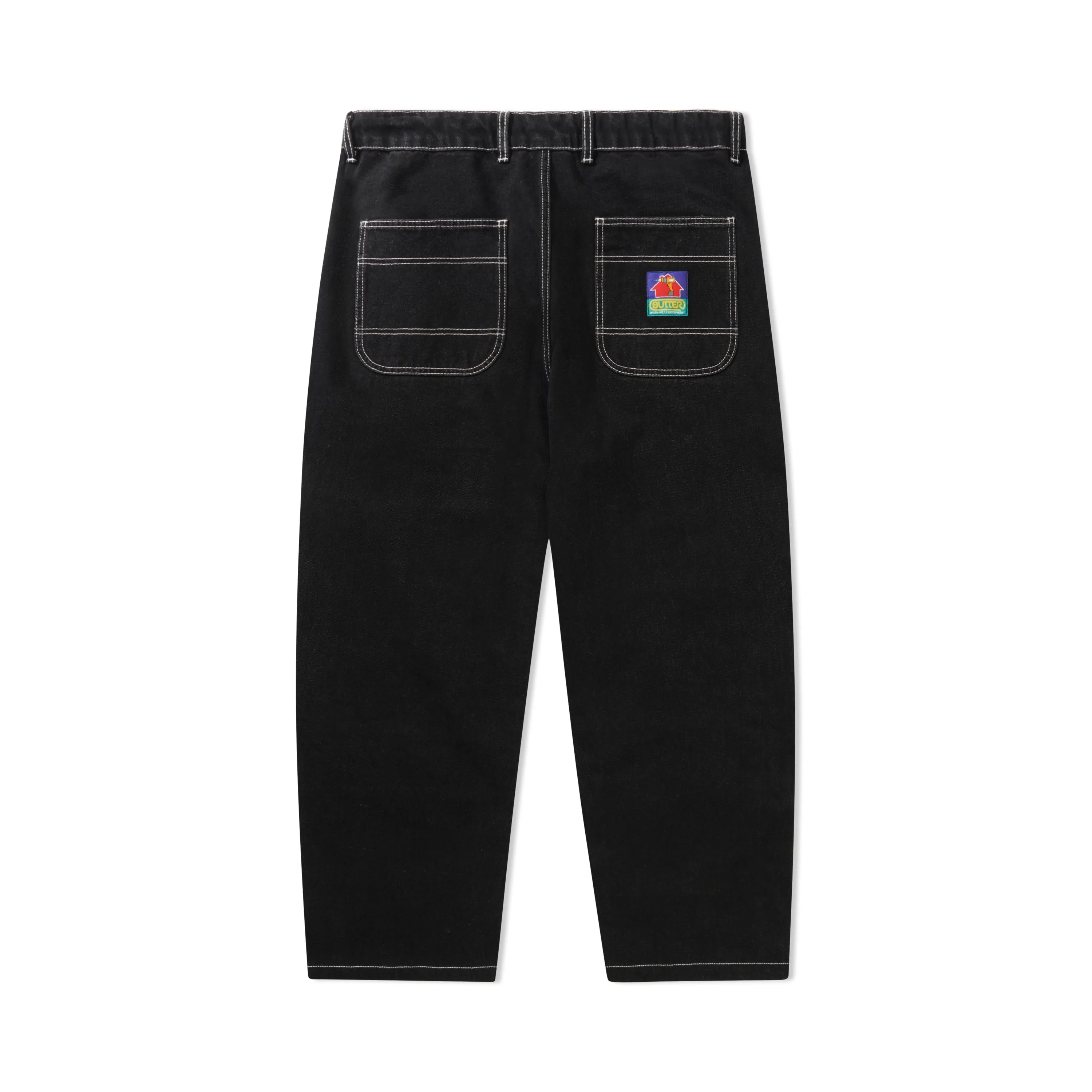 Work Double Knee Pants, Washed Black