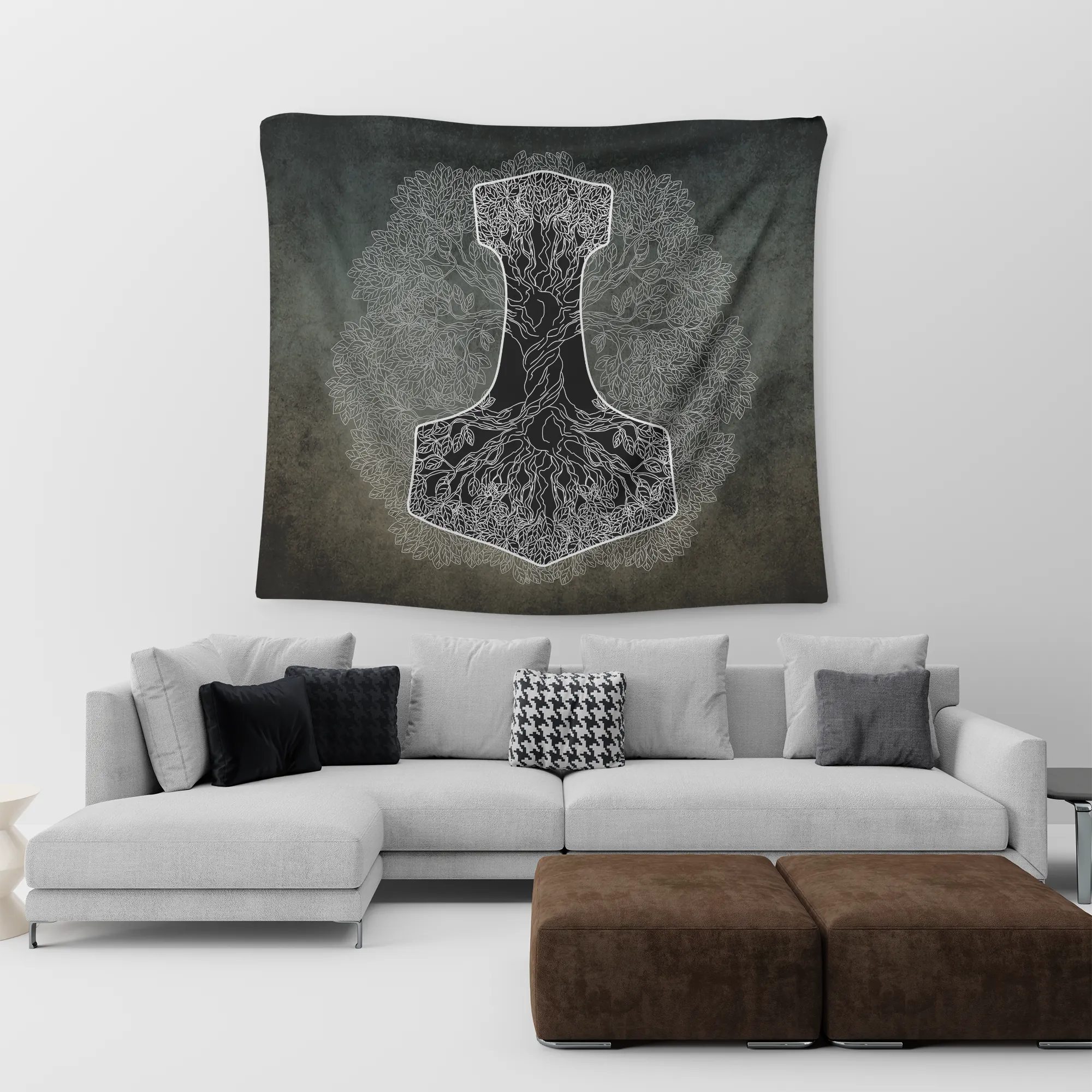 Yggdrasil World Tree of Life Mjolnir Wall Tapestry