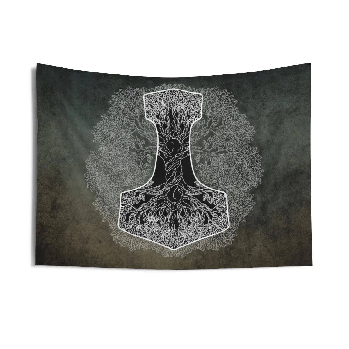 Yggdrasil World Tree of Life Mjolnir Wall Tapestry