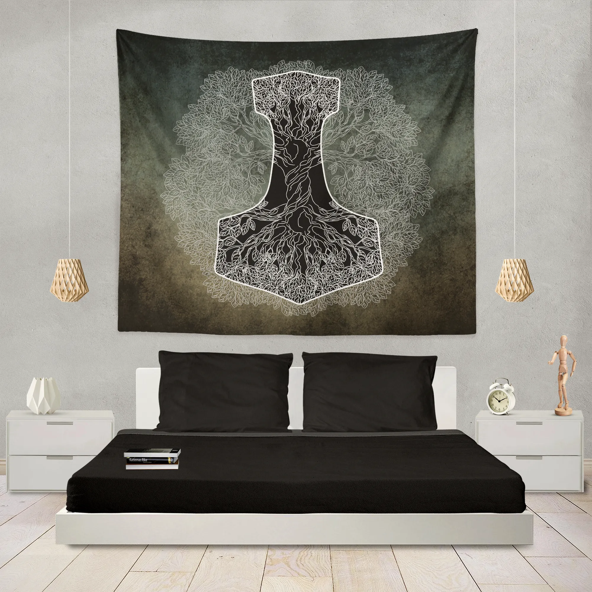 Yggdrasil World Tree of Life Mjolnir Wall Tapestry