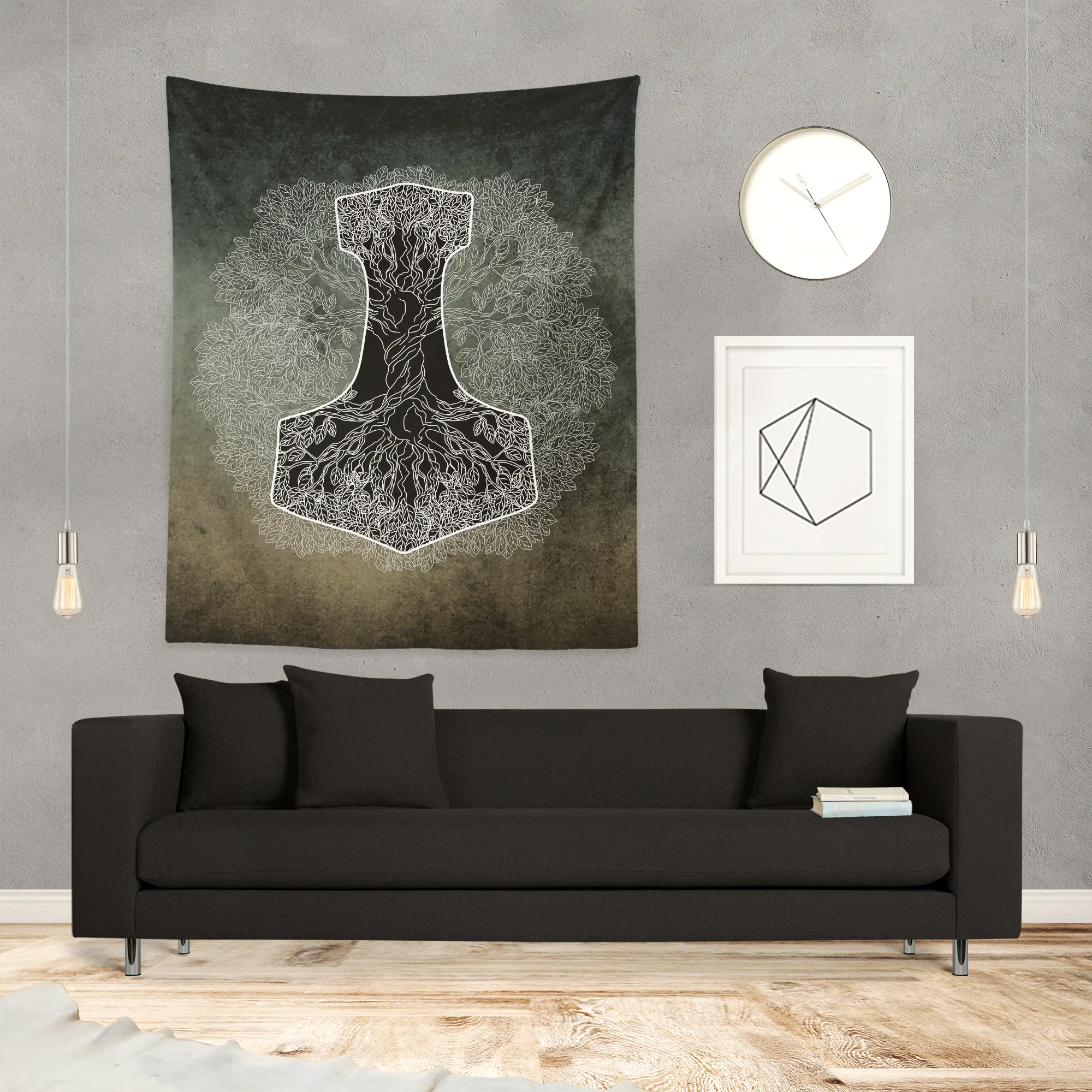 Yggdrasil World Tree of Life Mjolnir Wall Tapestry