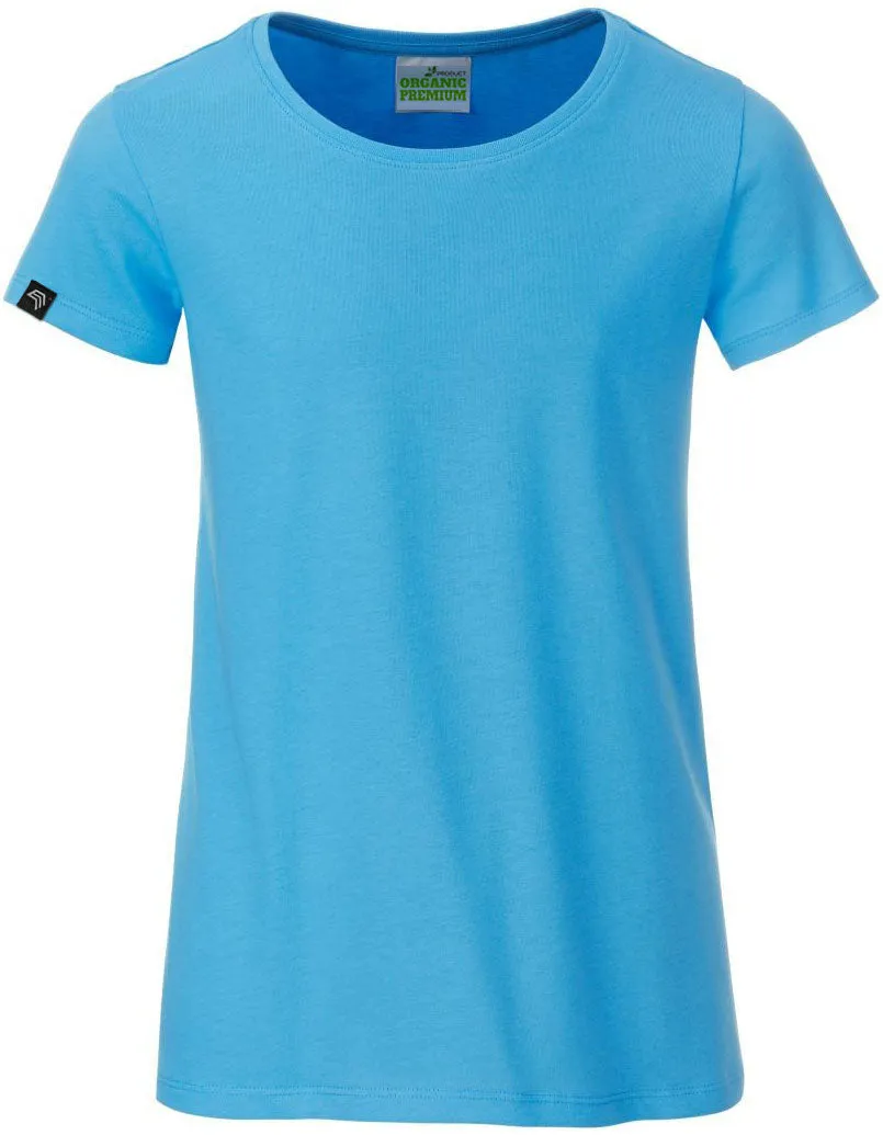 ― % ― JAN 8007G ― Kinder/Mädchen Bio-Baumwolle T-Shirt - Sky Blau [XS / 98-104]